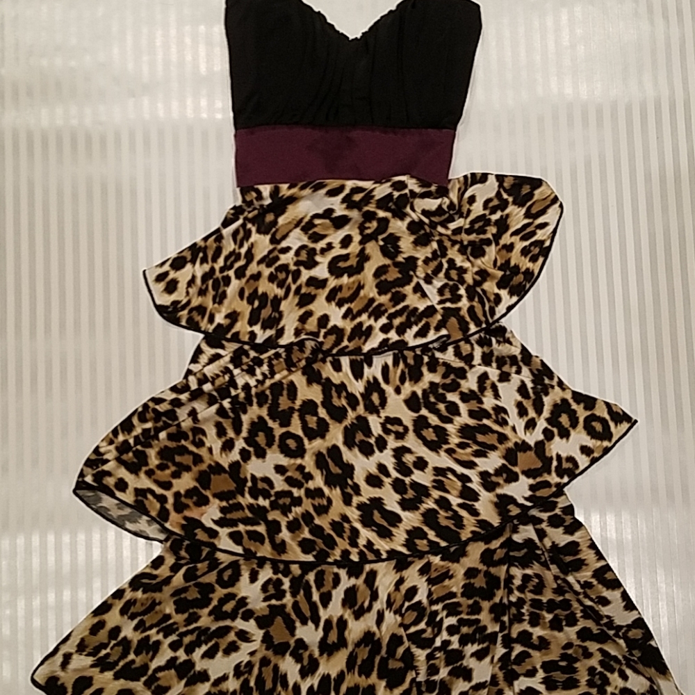 Mystic Leopard Print Tube Top Dress | Purple Band